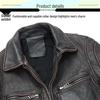 Men's Distressed Cowhide Leather Motorcycle Jacket - European & American Style