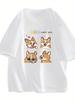 ZX Summer Mens 100 Pure Cotton Dog Pattern Printed Tshirt Casual Short Sleeved Round Neck TshirtSummer Outdoor Mens Clothing
