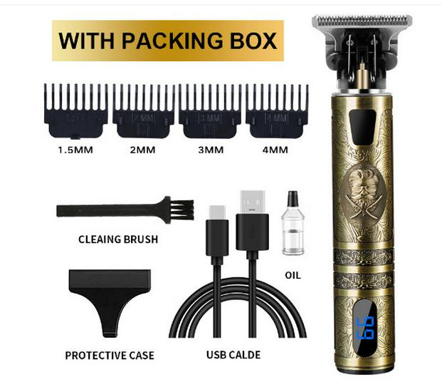 T9 Bald Electric Hair Clipper - Professional Rechargeable Engraving & Oil Head Shaver