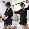 Sex underwear pajamas women's summer long chiffon shirt Korean version perspective shirt bathrobe home