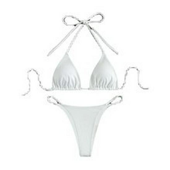 Euro-American Lace-Up Halter Triangle Bikini Set - Sexy Beach Swimsuit