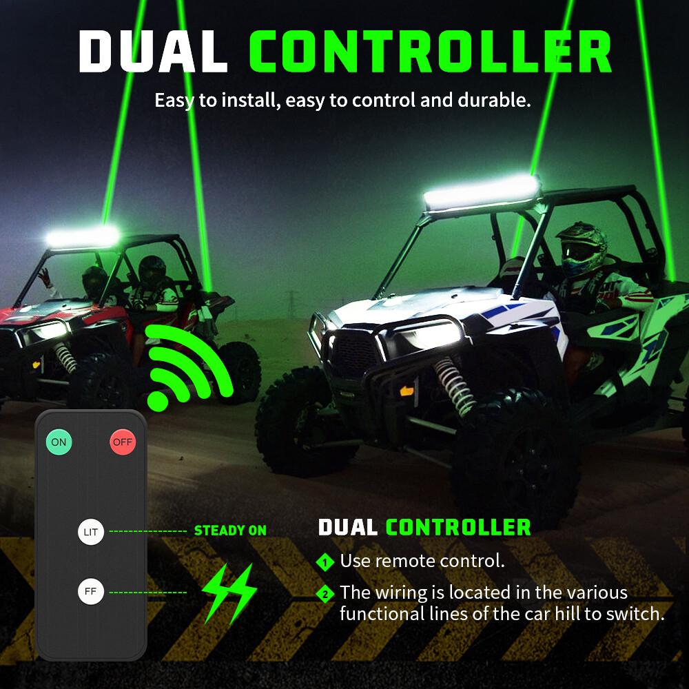 2x Laser Green LED Whip Light Whipless Antenna Remote For ATV UTV Can Am Polaris