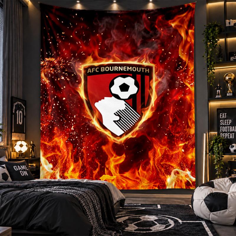 Sieninis gobelenas Bournemouth futbolo spaudinio audinys svetainei, miegamajam, namų dekoravimui