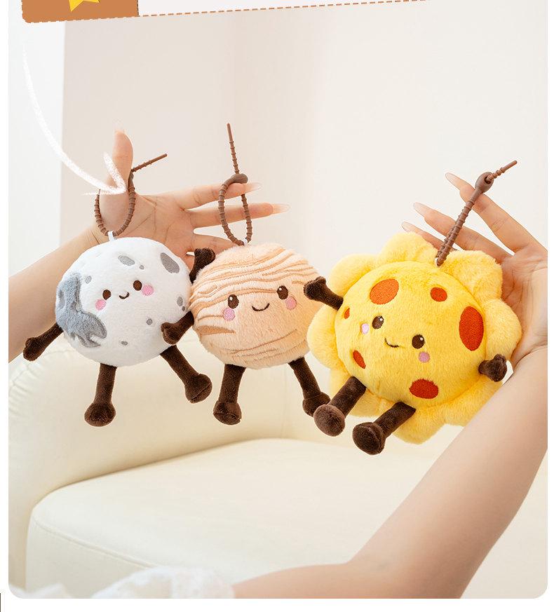 Adorable Plush Planet Pendant: Moon, Earth, Saturn, and Mars - Perfect Kids Birthday or Qixi Gift