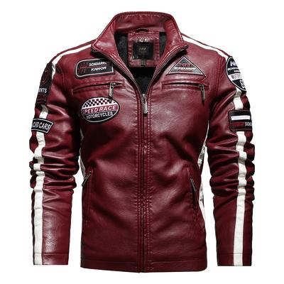 Męska Jesienna i Zimowa Luźna Duża Rozmiarowo Męska Skórzana Kurtka Casualowa Prana Motocyklowa Kurtka ze Skóry PU