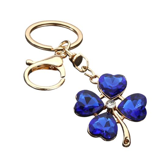 Keychain Pendant Sparkling Rhinestones Four-Leaf Clover Design Key Chain with Lobster Clasp Easy to Hang Key Holder Backpack Car Accessory