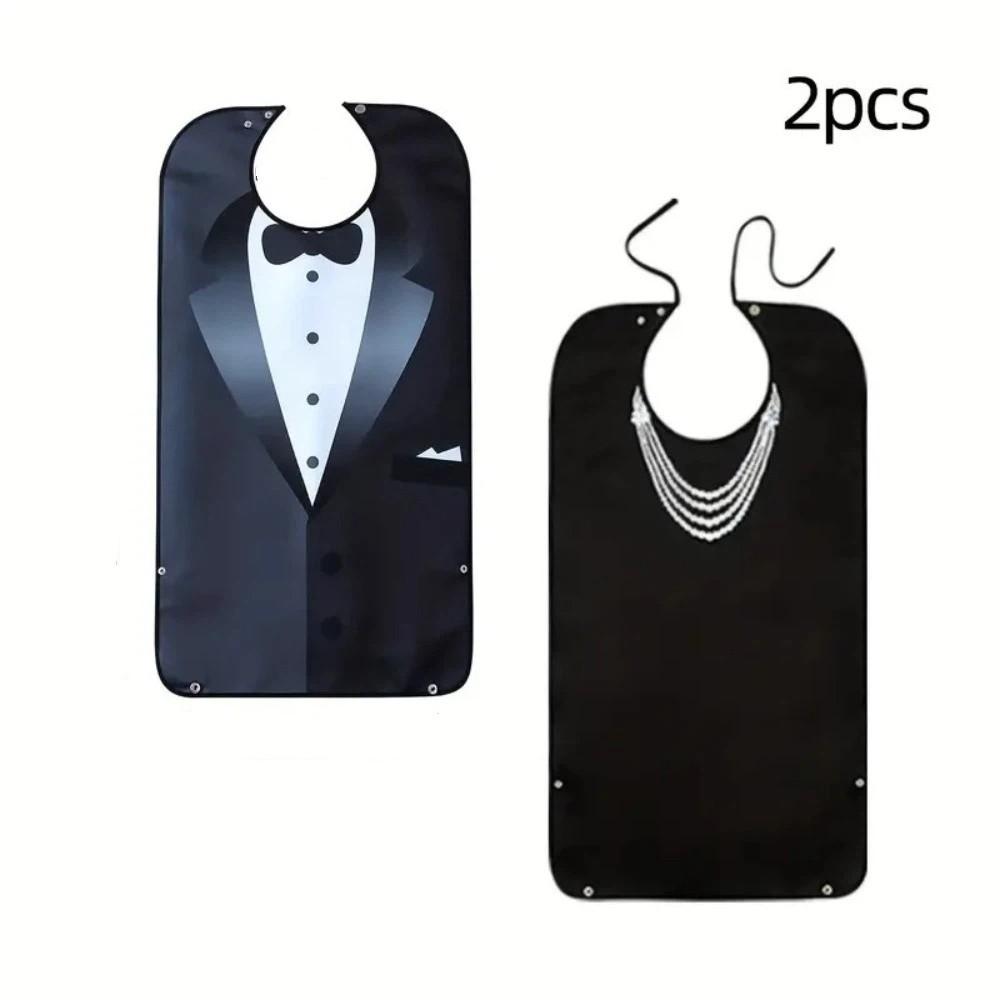 Waterproof Elderly Bibs Foldable Snap Closure Adult Apron Oil-Resistant Washable Senior Citizens Bibs Household Use