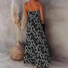 Sommerkleid für Damen, Neckholder, offener Neckholder, V-Ausschnitt, elastische Taille, sexy Print, langes Kleid