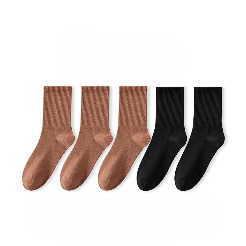 5 Pairs of Autumn and Winter Pure Cotton Socks, Mid-tube Men's Socks, Antibacterial Sweat-absorbing Socks, Solid-color Antibacterial Men's Cotton Sock