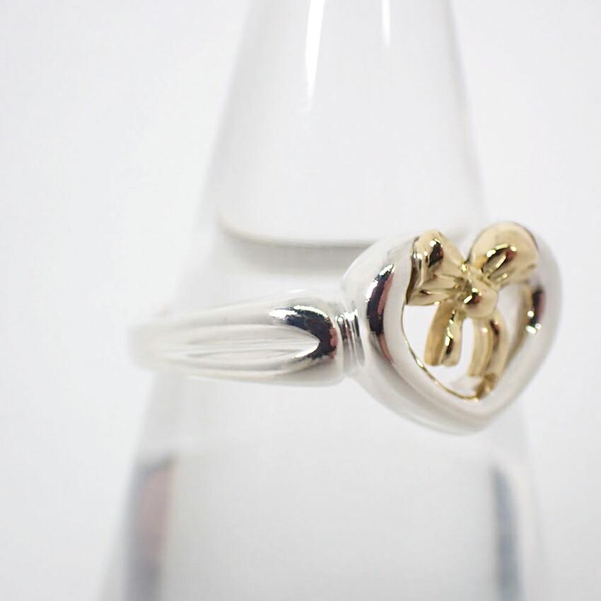 [Usado] TIFFANY / Tiffany / 925 / 750 / Coração Laço / Anel / Tamanho 11 / j58-4