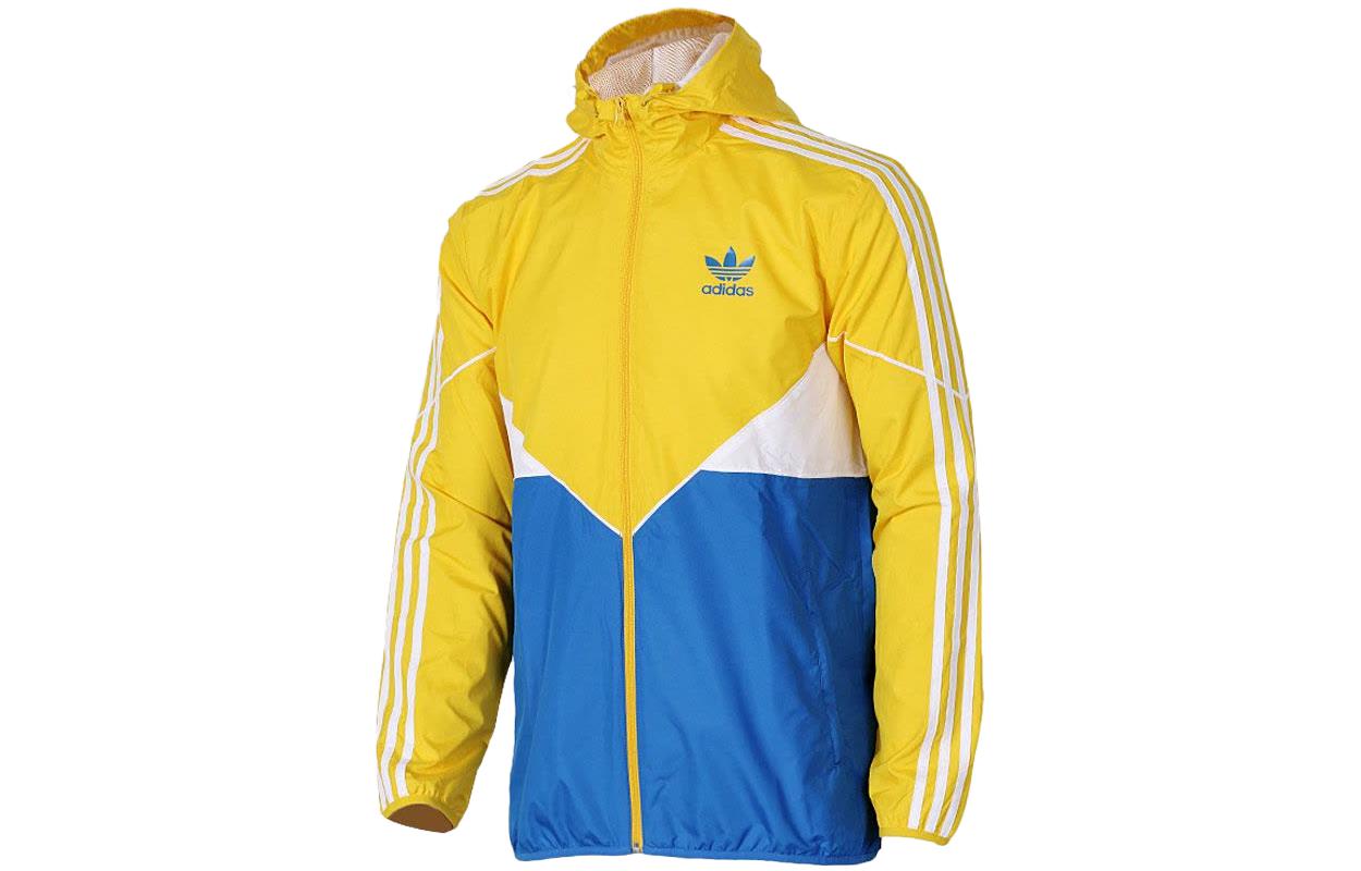 Adidas Originals Куртки Мужские Желтая С Капюшоном Умеренная Ветровка AZ3994 L