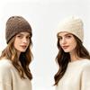 Autumn and winter new% cashmere double-layer hat pattern hollow men's and women's pullover knitted headhat