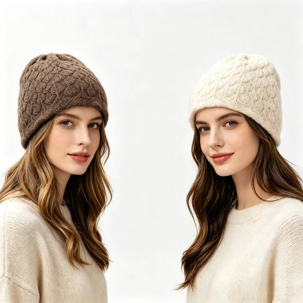 Autumn and winter new% cashmere double-layer hat pattern hollow men's and women's pullover knitted headhat