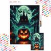Halloween 5D DIY Diamond Art Painting Kit Castle Pumpkin Moon Home Wall Decor Handmade Gift for Autumn Festive Party Art Crafts