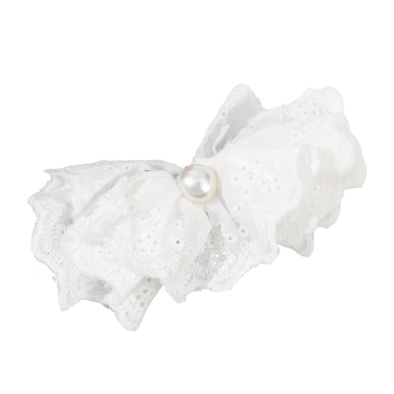 

Мягкая полиэстеровая заколка для волос с кружевным цветком, жемчугом, бантами. Удобная, надежная. Для женщин, девочек. Для использования в течение всего дня. белый