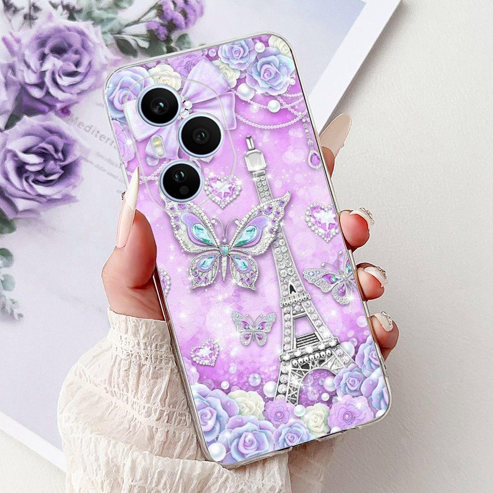Clear For Honor 400 Pro Case DNP-NX9 Cute Cartoon Cat Fashion Flower Funny Painted Soft Bumper For Honor 400Pro Back Cover Funda