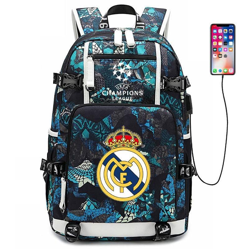 Fußball Rucksack Herren Damen - Dortmund Manchester City Liverpool FC Fan Sporttasche Mit USB-Anschluss