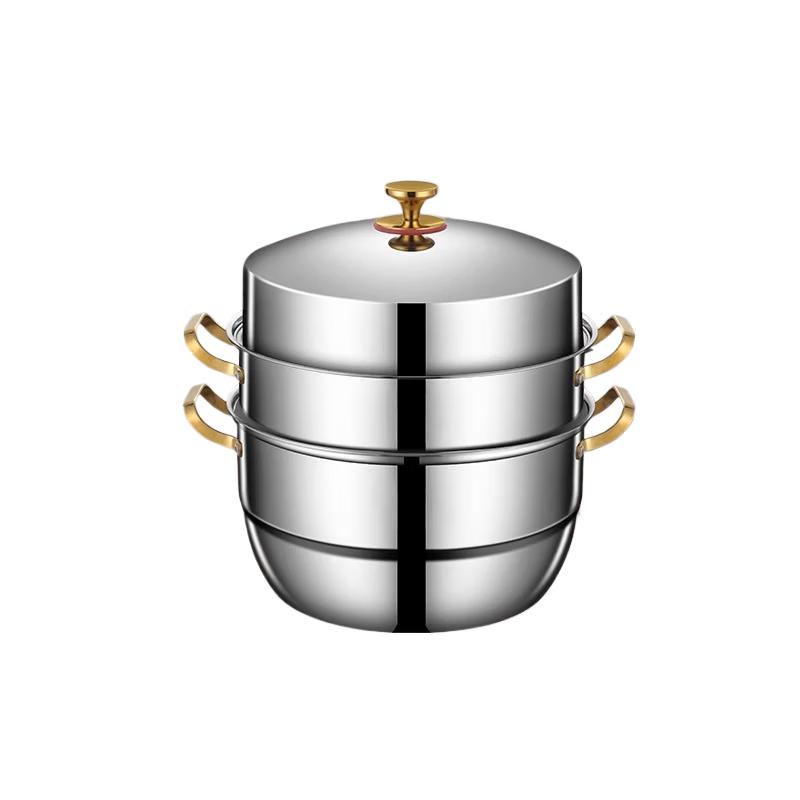 SULLE 316 Stainless Steel 3-Layer Steamer Pot with All-Steel Lid, 28cm