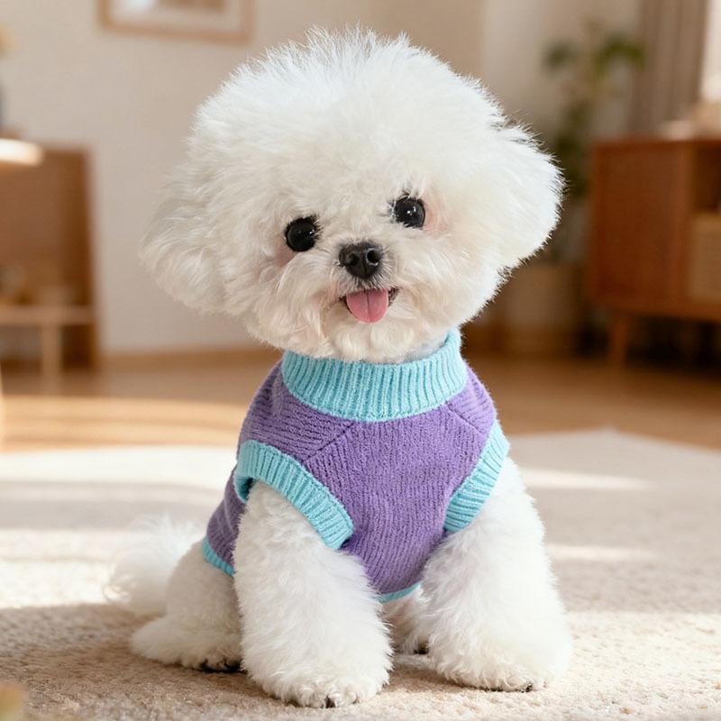 Dog Knitted Sweater Teddy Bichon Pomeranian Schnauzer Small Dog Pet Clothes Autumn And Winter Clothing Autumn Warm
