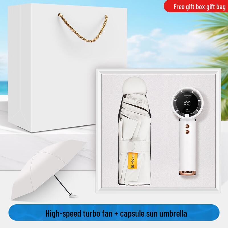 

Summer Business Gift Set: Handheld Turbo Fan & Capsule Umbrella