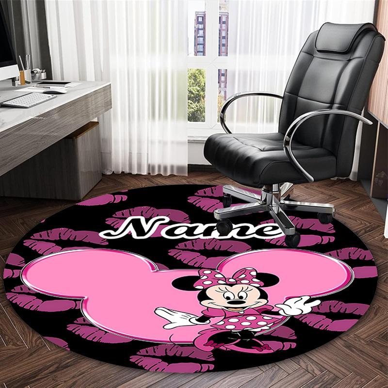 Customizable Minnie (18) Round Non-Slip Carpet - Ideal for Garden, Picnic, Office, Perfect for Decoration, Suitable For All Seasons