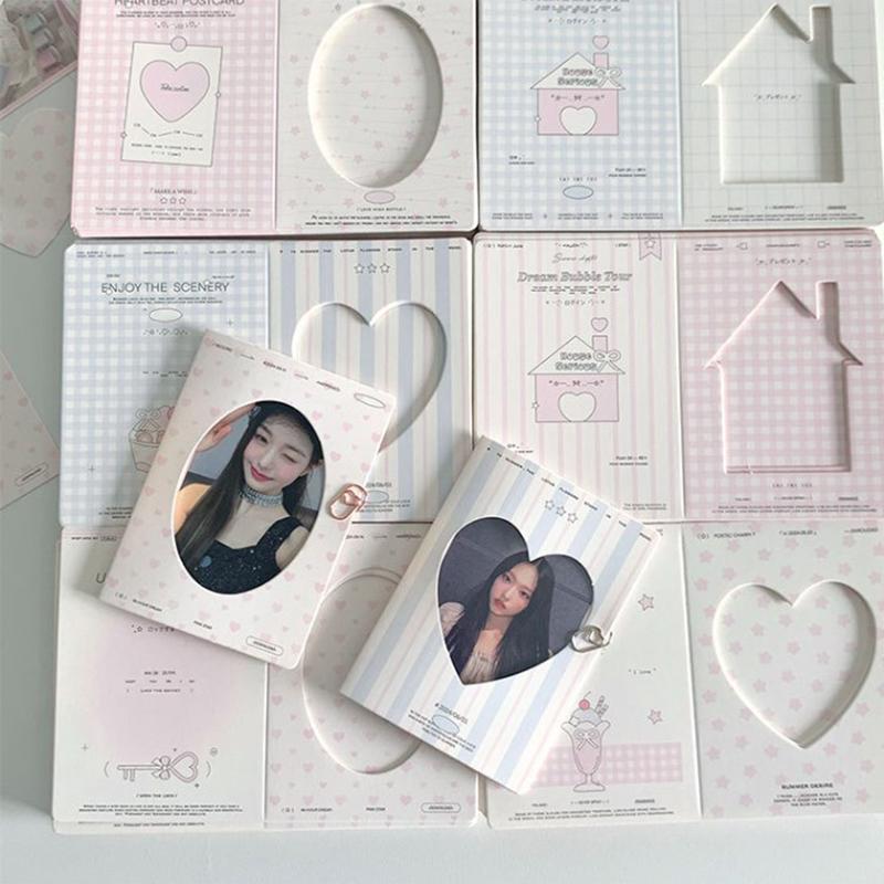 10Pcs/Pack Hollow Window Folding Back Card Kpop 3 Inch Photocard Holder Diy Small Card Decorative Packaging Material