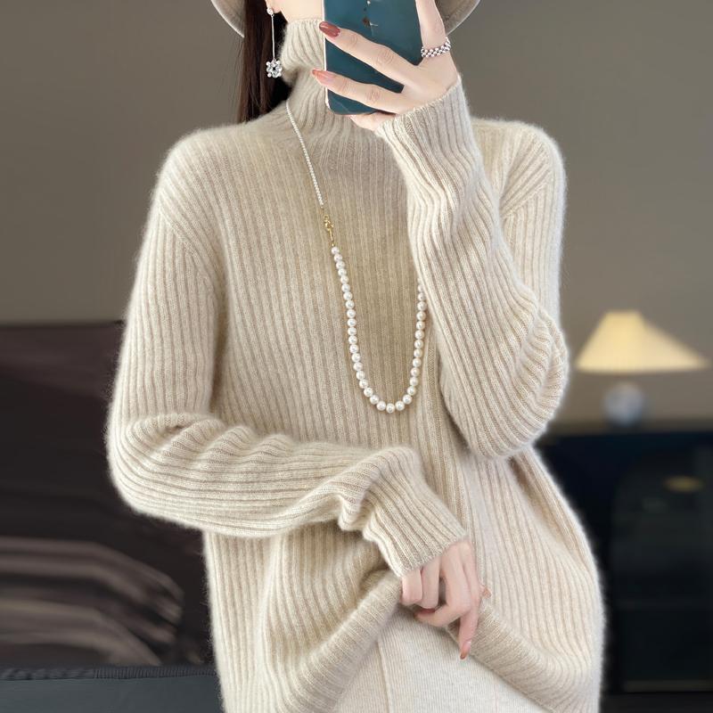 Women's Cashmere Sweater Qinghe Cashmere 30% Cashmere 70% Wool Autumn and Winter Pullover Warm and Fashionable