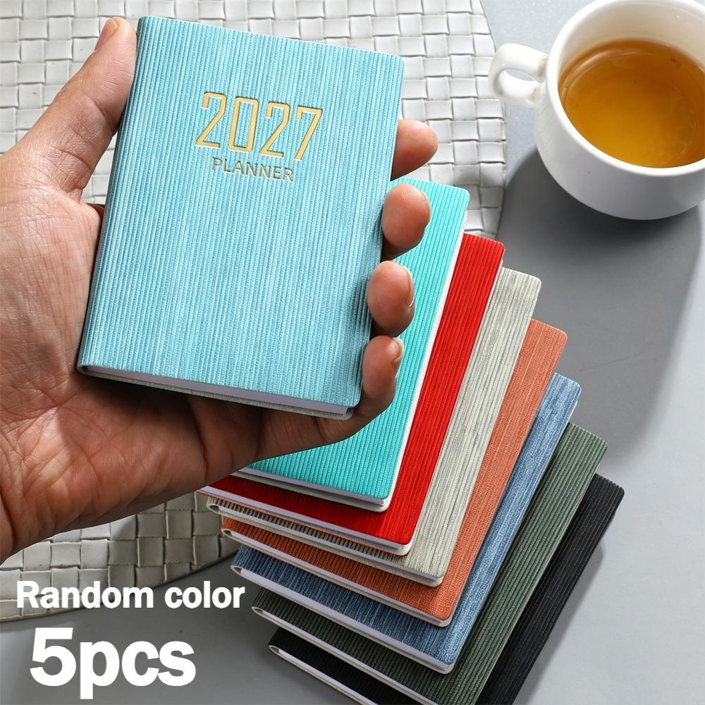 A7 2027 English Planner, 128-page Slim Weekly Notebook, 365-day Daily Planner Calendar, A7 Mini Portable Pocket Daily Planner