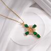 Light Zircon Cross Necklace Retro European Style Crucifix Pendant Chain  Church