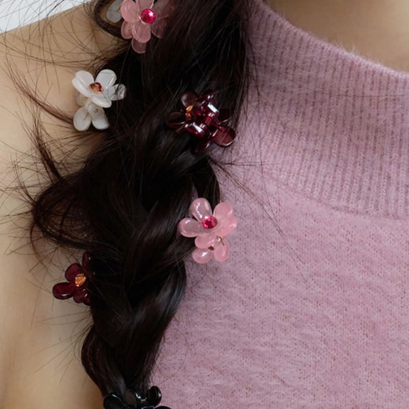 

FANTASTIC PLANET [2SET] cubic flower hair pin (4colors) BURGUNDY