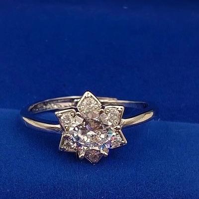 Flower Ornaments High Texture Hexagonal Rings Women's Fashion Metal Jewelry