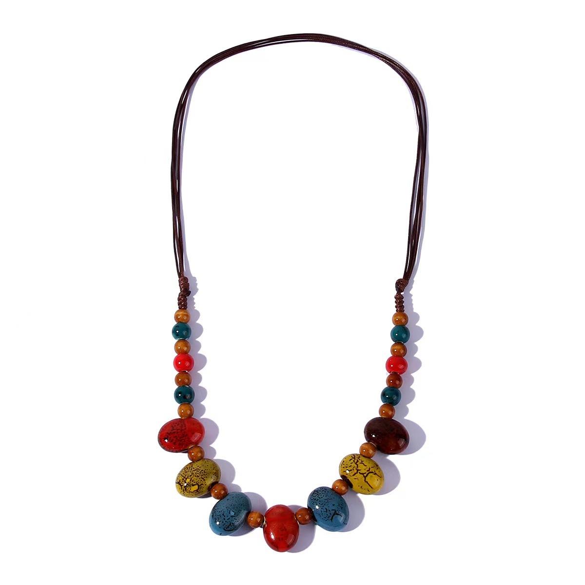 

Свитер ручной работы в этническом стиле с цепочкой из бисера, аксессуары для туристической одежды, керамическое длинное регулируемое ожерелье 51-60cm похоть