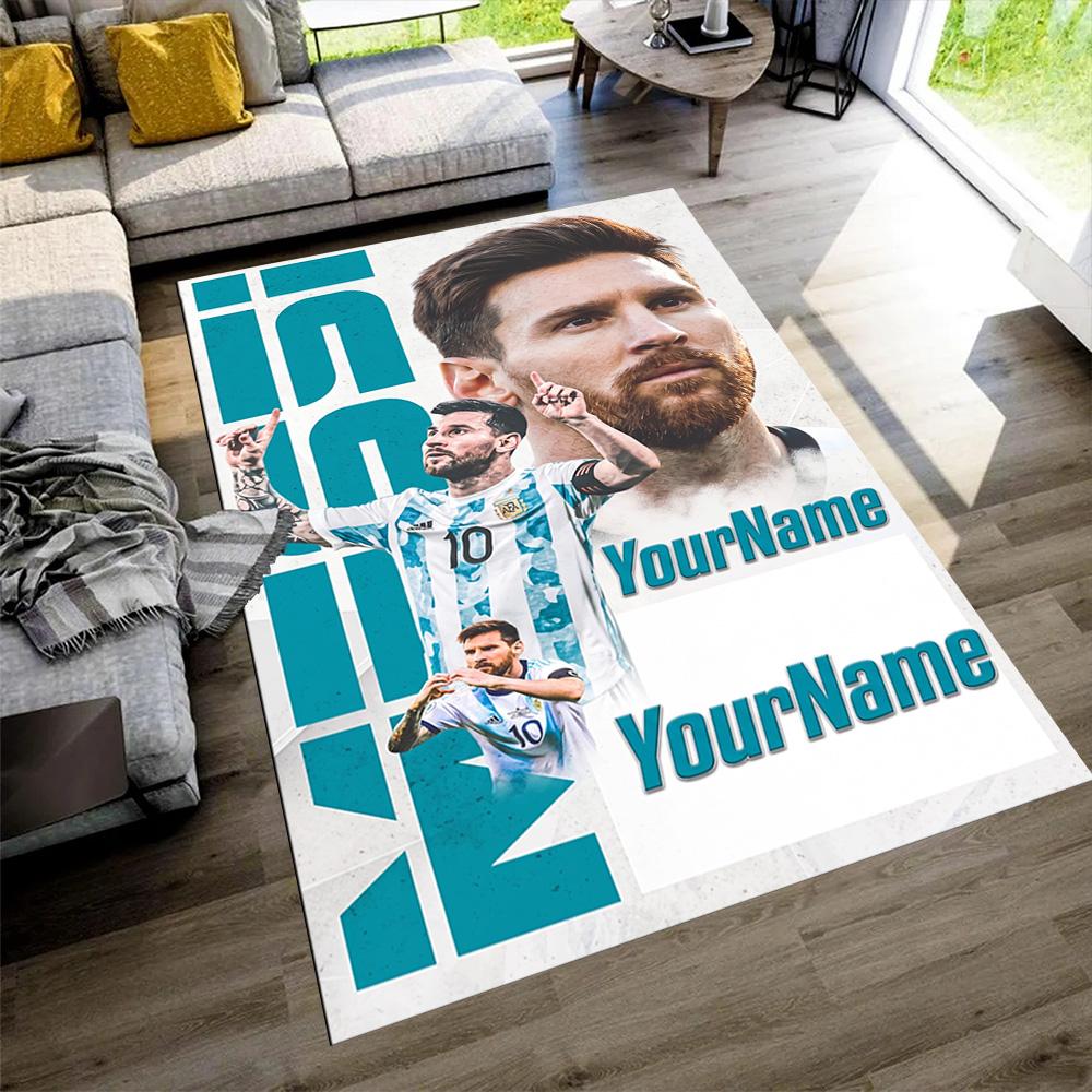 Messi Customize Text Floor Mat Design for Outdoor Dining Room Hallway Entryway Anti-slip Rug Decorate Offices Perfect Gift for Friends & Family