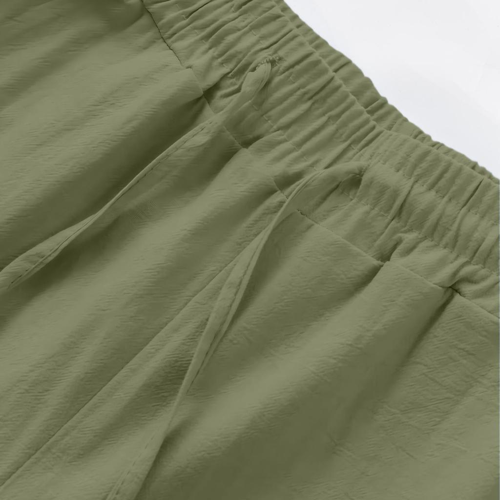 Men's Linen Relaxed Fit Long Sleeve Shirt and Pants Beach Set for Summer
