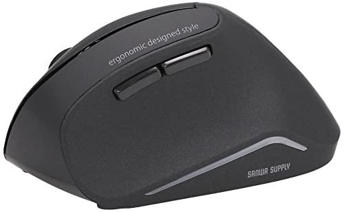 SANWA SUPPLY Mouse Ergonômico, Silencioso, Sem Fio, 2.4GHz, Prevenção de Tendinite, LED Azul, 5 Botões, Grande, MA-ERGW10N