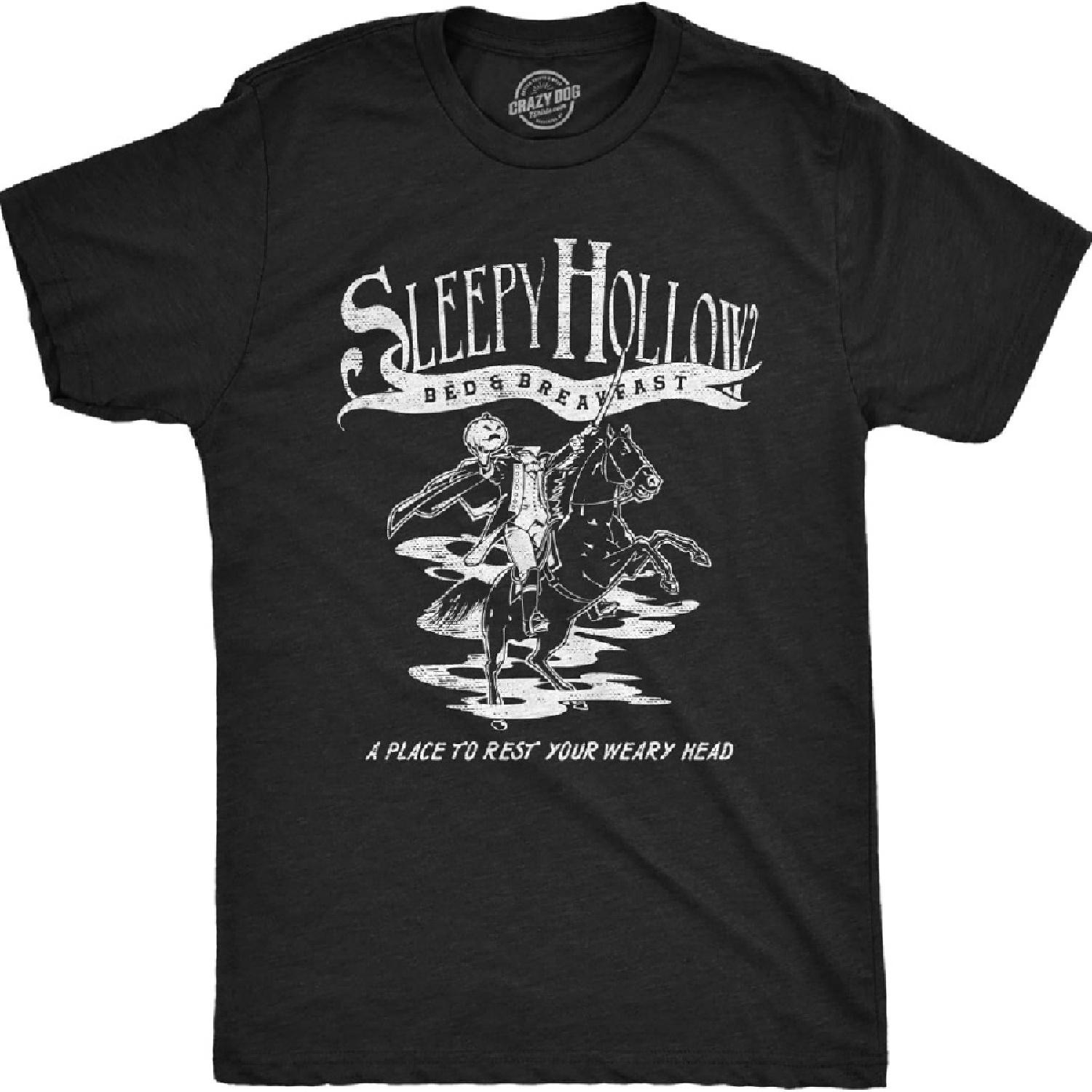 

Мужская футболка Sleepy Hollow Bed and Breakfast Смешная Хэллоуин Жуткий Отель Гостиница Футболка с Шуткой для Парней XXXXXL чёрный