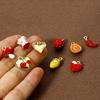 2PCs Brass Charms 18K Gold Plated Fruit Enamel Strawberry Apple Lemon Mushroom Pendants For DIY Necklace Bracelet Jewelry Making
