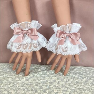 Çok Renkli Tatlı Lolita El Kollukları Fiyonklu Dantel Kenarlı Manşetler Maid Cosplay Aksesuarları Kadın Kız Parti İçin