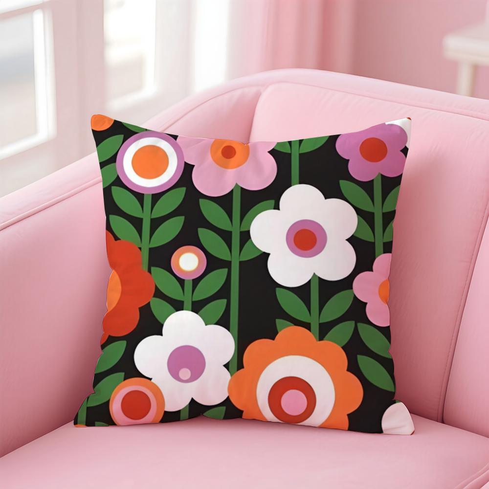 Retro Style Pattern OOrla KKiely Flower Cushion Cover Pillowcase Short Plush Invisible Zipper Room Sofa Cushion Cover