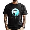 Alien And Bigfoot Full Moon Sasquatch UFO Vintage T Shirt Men Printed TShirt High Quality Graphic Clothes