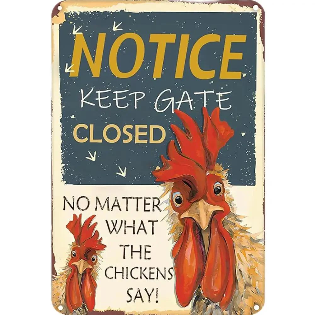 Vintage Tin Sign - Home Is Where the Chickens Are - Metal Signs Funny for Farmhouse Decor - Metal Wall Art for Chicken Coop