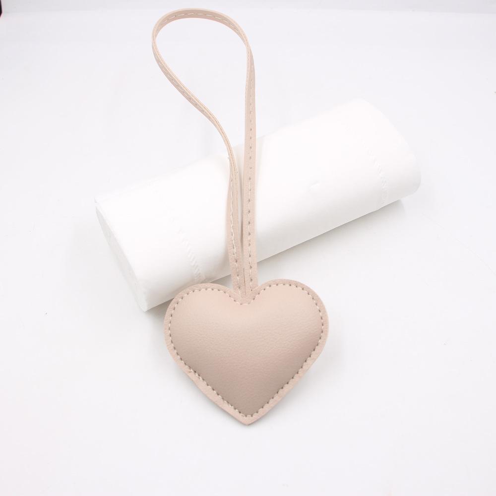 Luggage Leather Heart-shaped Hanging Rope Knotted Hanging Pendant Leather Cotton Filled Peach Heart Bag Decorative Accessories
