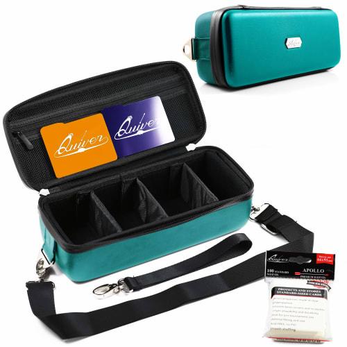 Quiver Time Teal Bolt Card Carrying Case - Durable Trading Card Storage Holder, Perfect for TCG Cards, MTG, and Deck Boxes, Includes Straps, Dividers,