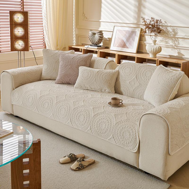 Retro High-End Sofa Cushion  New Autumn And Winter Milk Fleece Seat Cushion Fixed Non-Slip Sofa Cover Cover Cloth