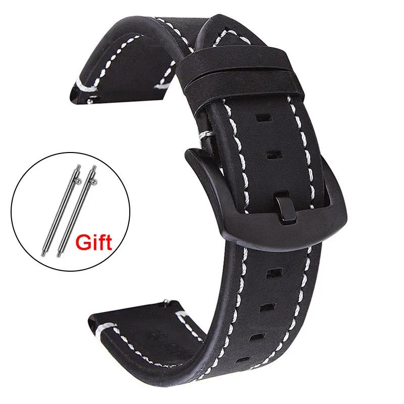 Retro Leather Band 18mm 19mm 20mm 21mm 22mm 24mm Soft Strap Waterproof Bracelet for Seiko Watchband Quick Release Wristband