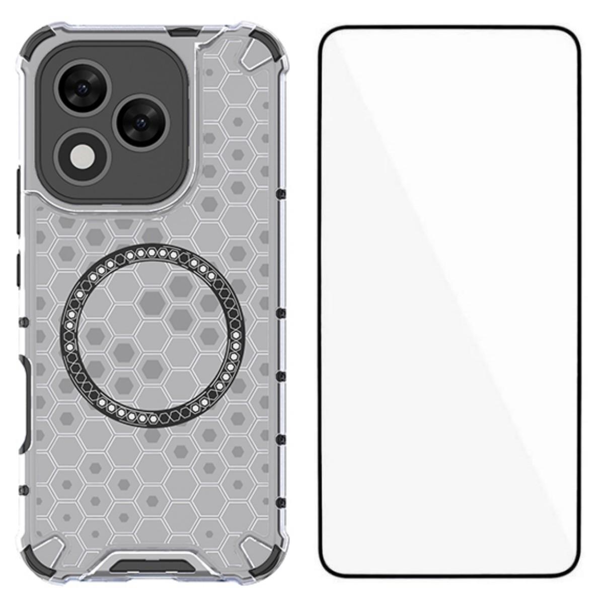 

Чехол для Honor 400 Lite 5G, совместимый с MagSafe, WANLONFENG FC Series, чехол для телефона из ТПУ+ПК с закаленным стеклом Transparent