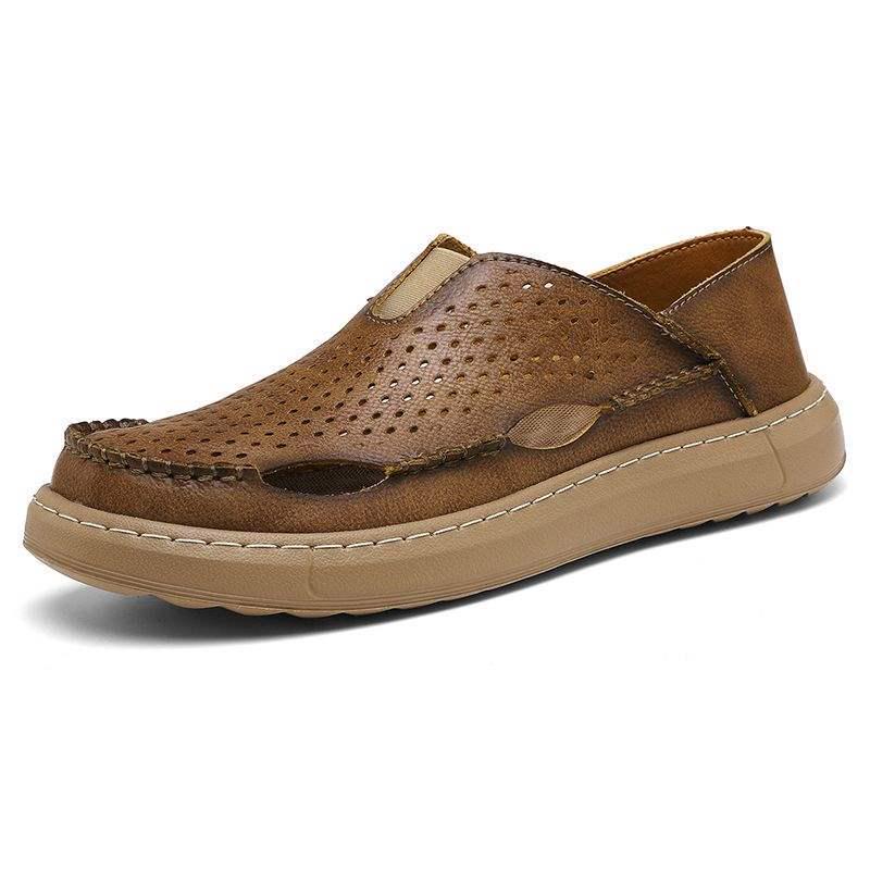 Men s Breathable Leather Slip-On Sandals - Soft Sole & Non-Slip 45