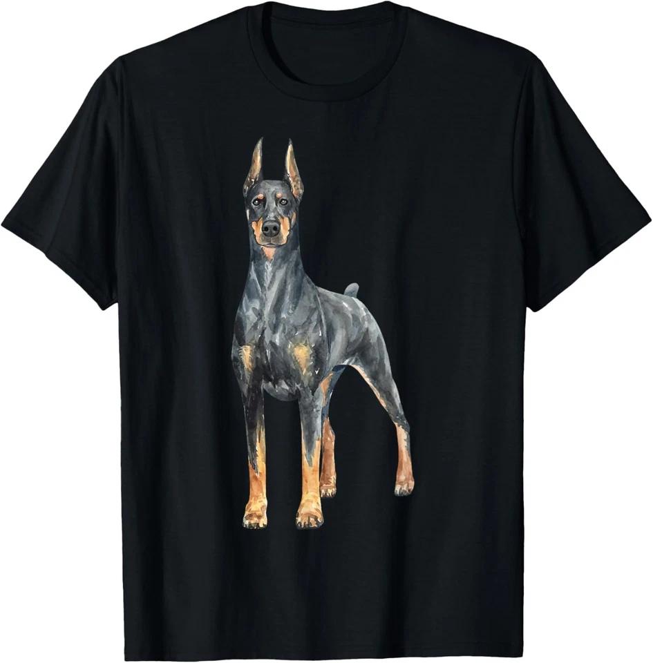 Watercolor Portrait Doberman Pinscher For Dog Owners T-Shirt 2XL