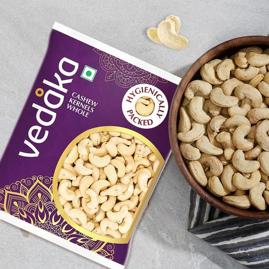 Vedaka Premium Roasted and Salted Cashews (Grade W320) | Premium Kaju nuts | 200g