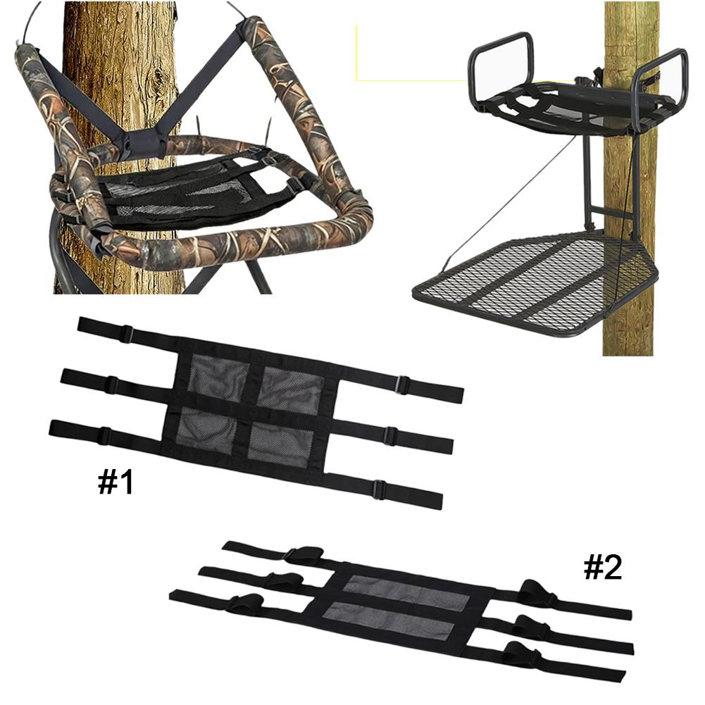 Universal Tree Stand Replacement Seat Adjustable Outdoor Hunting Climbing Seat Lookout Observation Chair Strap Mesh Pad